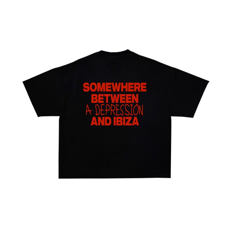 8MI Heavy Oversized Boxy Tee - Somewhere Between A Depression And Ibiza - Black - BACK - 277672142b1f0d3458274b298191a99f961baf7b3ef859ef6add56b8a83d0df7